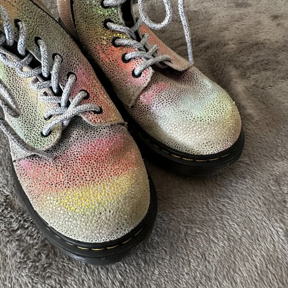 Dr. Martens Pascal Rainbow Iridescent Boots Kids Size 3 Girls Shoes